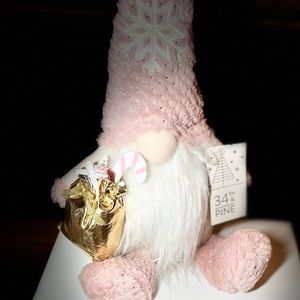 34th & Pine Pink Gnome holding gift bag